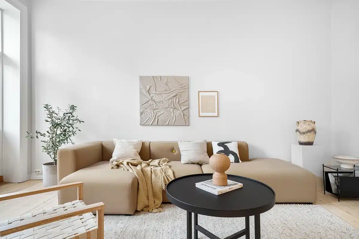 Installation d'un insert ou d'un poêle à bois dans un salon lumineux